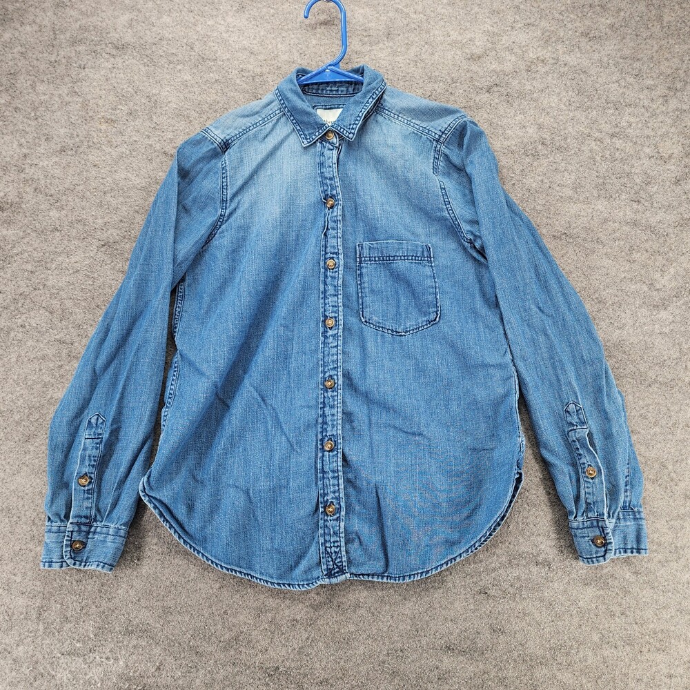 Abercrombie Fitch Shirt Womens Small Button Up Long Sleeve Blue Denim
